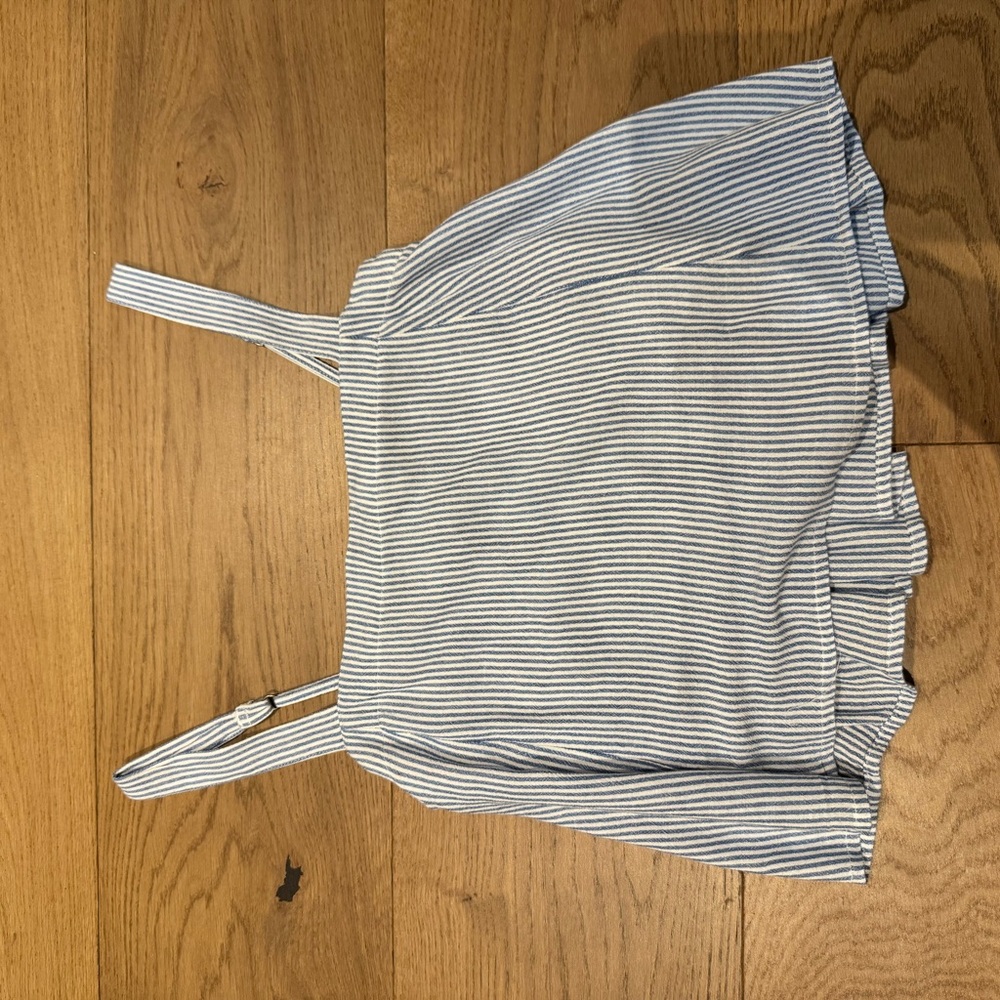 Hollister White and Blue Smocked Top